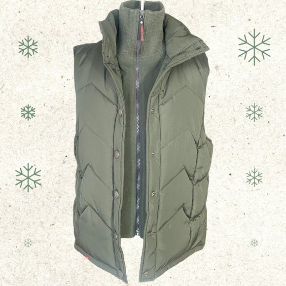 Ellabee Army Green Hooded Puffer Vest (Sz L) (EUC) - Picture 1 of 11